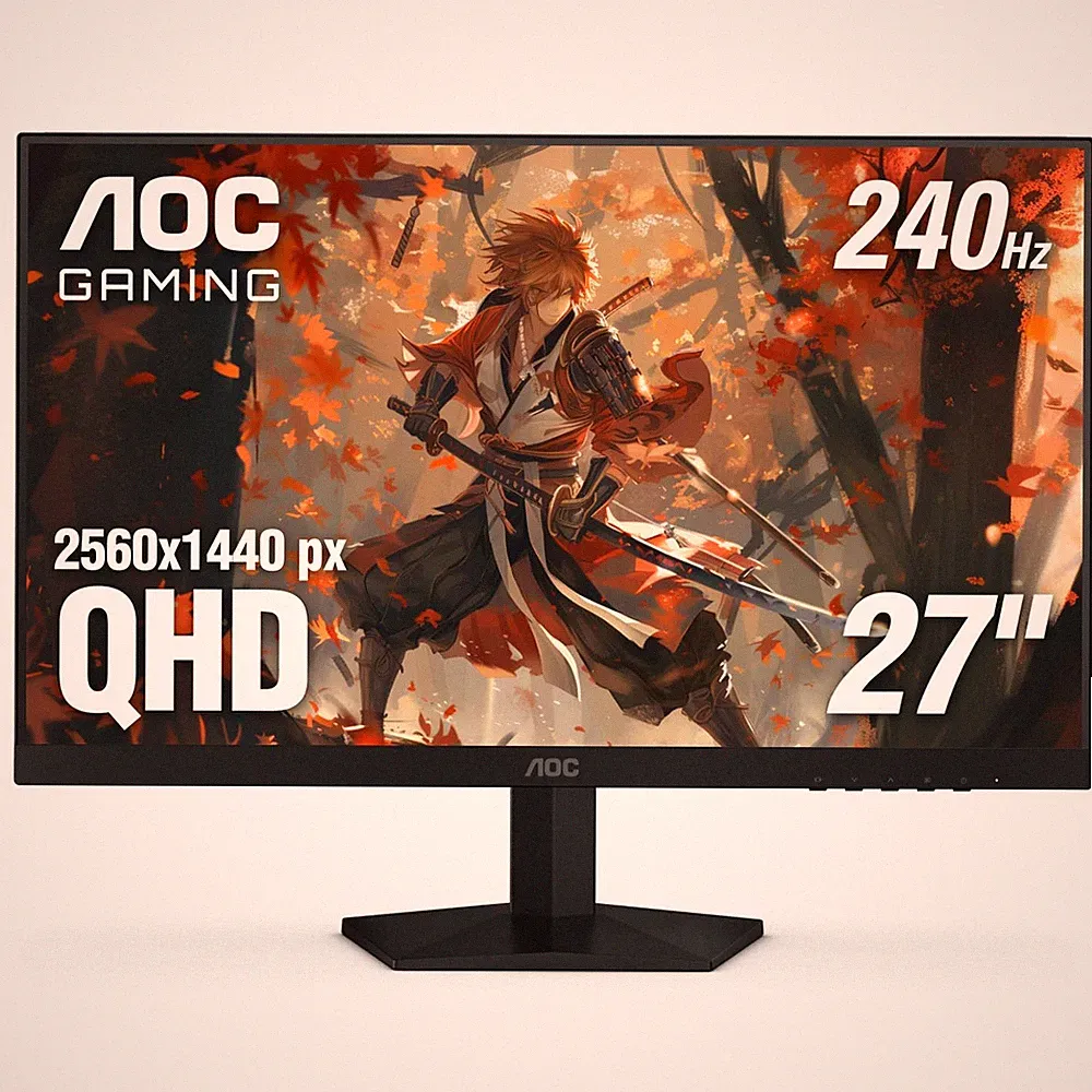 27" QHD 240Hz Gaming Monitor, 0.3ms, G-Sync Compatible, HDR, 3-Year Zero-Bright