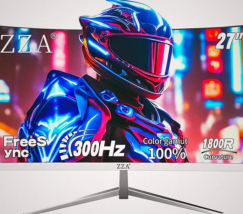 27" White Curved Gaming Monitor, FHD 1080P 300Hz 240Hz PC Monitor, 1Ms MPRT 1800