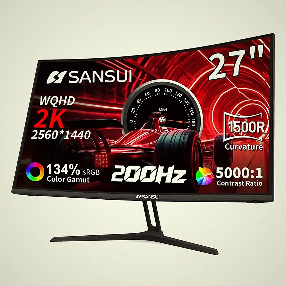27" WQHD 2K Curved Gaming Monitor 200Hz 1ms FreeSync 2560x1440 HDR