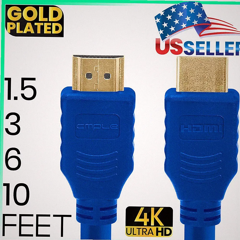 28AWG Blue HDMI Cable 4K HDMI Cord ARC 3D 18Gbps HDTV Laptop PC Monitor PS5