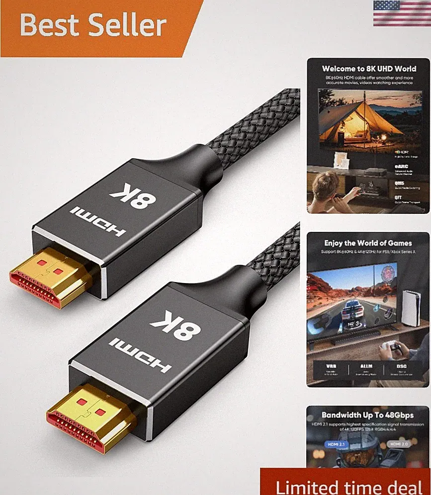 2ft 8K 4K@120Hz HDMI Cable 2.1, 48Gbps High Speed Cord for PS5/4, TV, Gaming...