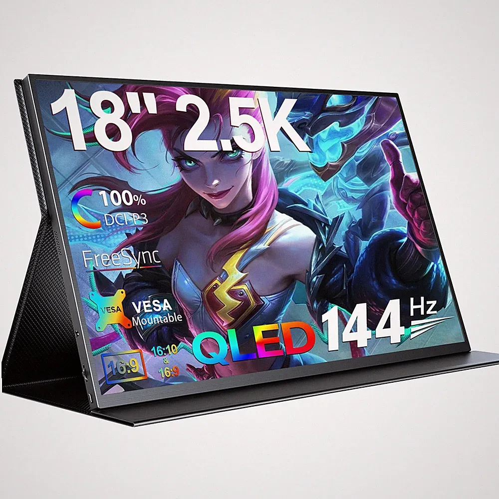 2K 144Hz Gaming Monitor 18" Portable Gaming Screen 2560*1600 VESA Mount Display