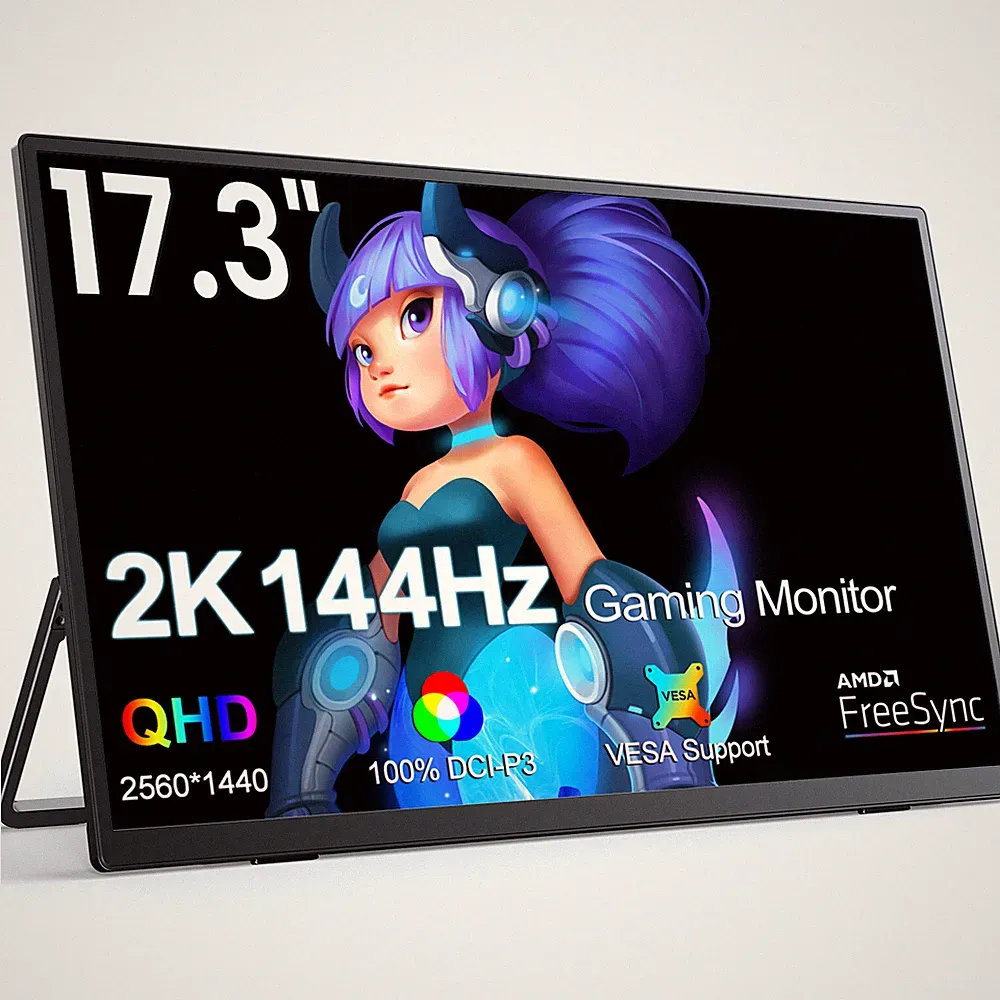 2K 17.3" 144Hz Portable Gaming Monitor 100% sRGB QHD Second Screen For PC Game