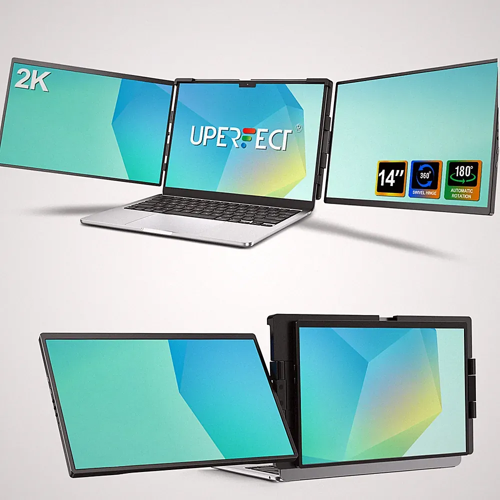 2K Dual Monitor 14 Inch 2240x1400 Portable Monitor USB C Screen 100%sRGB