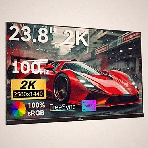 2K Large Portable Monitor 100Hz IPS QHD 2560x1440 Freesync Gaming 23.8"