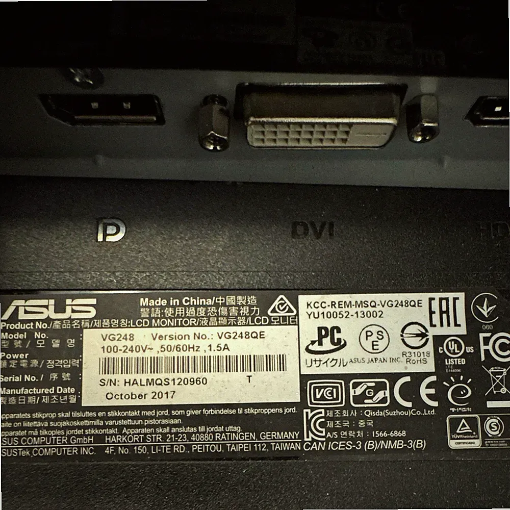 2x ASUS VG248QE 24in 144Hz 1ms 1080p Gaming LCD Monitor DP DVI-D HDMI