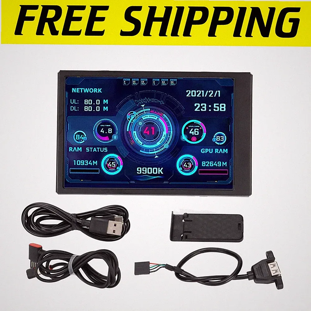 3.5in PC Case Screen with Temperature Display