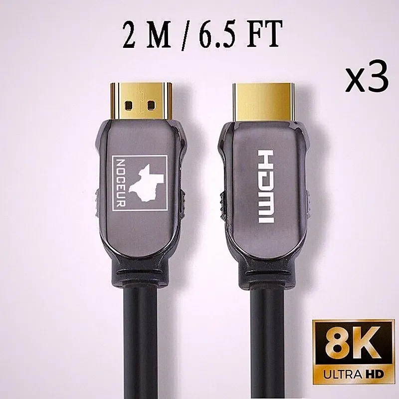 3 Pack - Noceur Gaming 8K HDMI 2.1 Cables - 60Hz 8K/ 120Hz 4K (2M / 6.5FT)