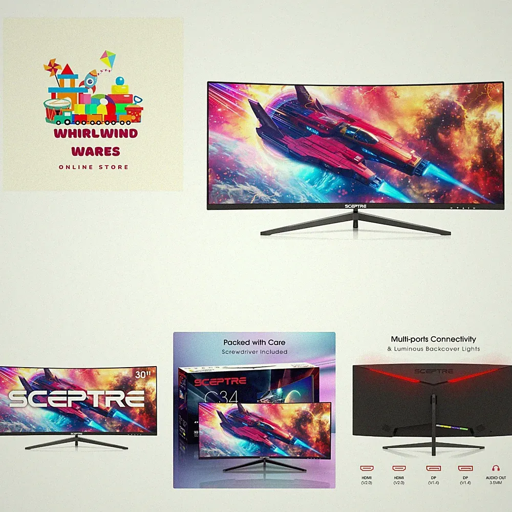 30" Curved Gaming Monitor 2560x1080p - 200+Hz FreeSync, Built-in Speakers