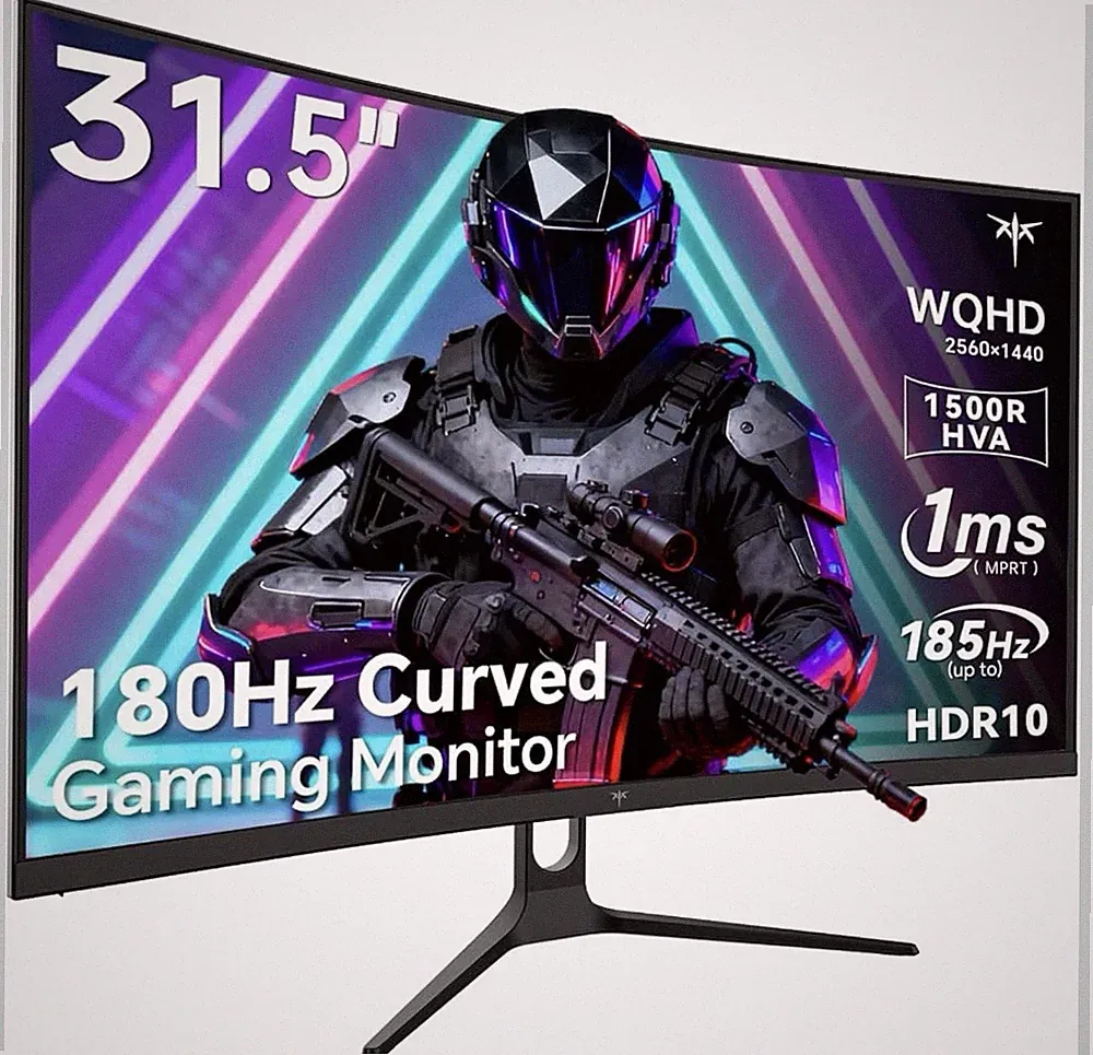 31.5" Curved Gaming Monitor QHD 2560x1440 180Hz 1ms HDR10 HVA Black