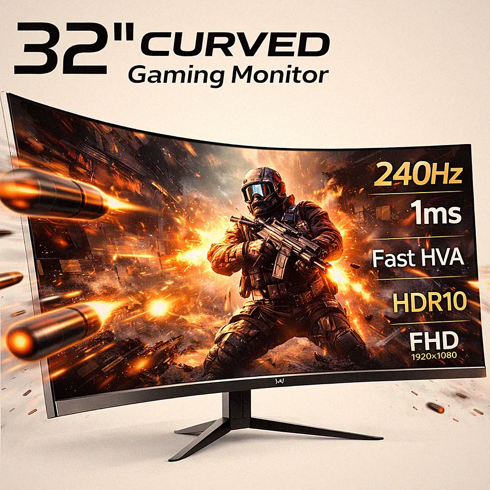 32" 240Hz Gaming Monitor KTC FHD 1080P 1ms Curved Desktop Display VESA
