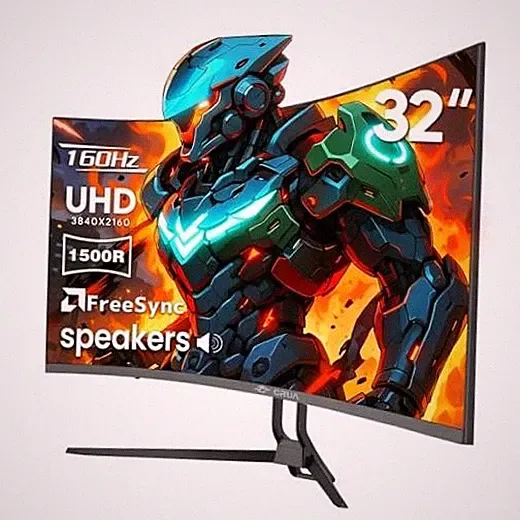 32" 4K UHD 160Hz Curved Gaming Monitor, 1500R, AMD FreeSync, Black 32 inch