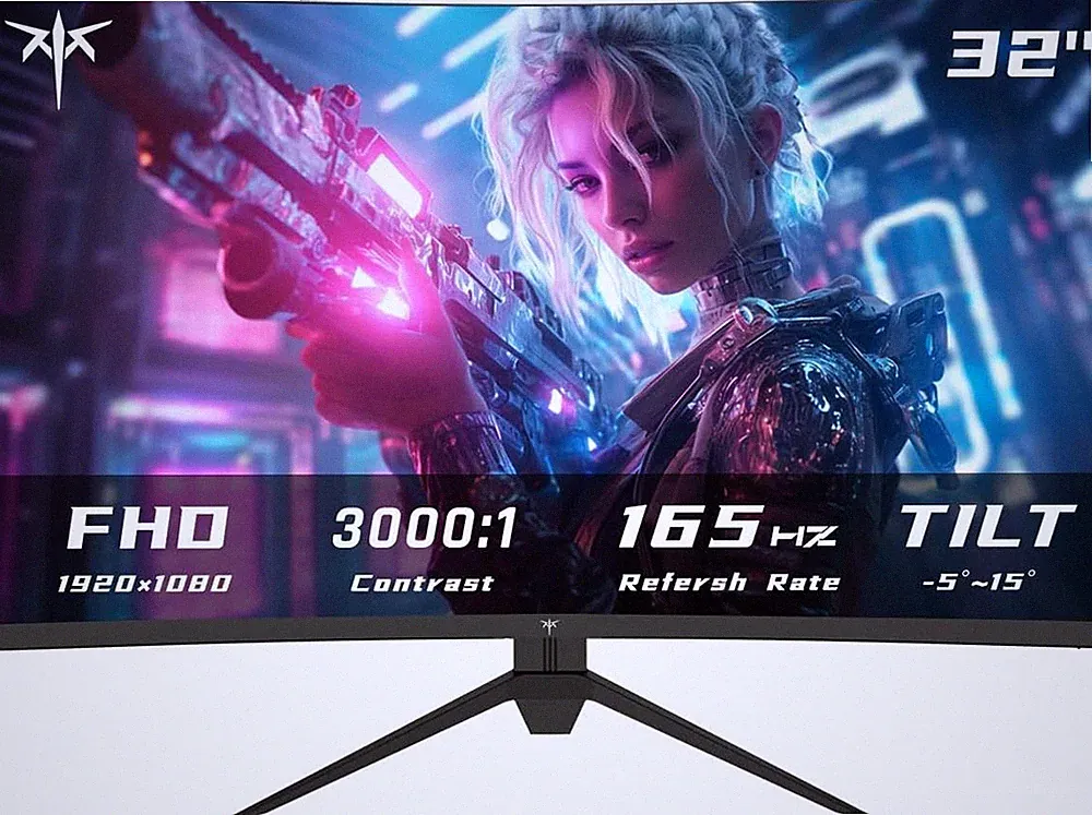 32" Curved FHD 165Hz Gaming Monitor with HDR, Freesync & Eye Care Technology