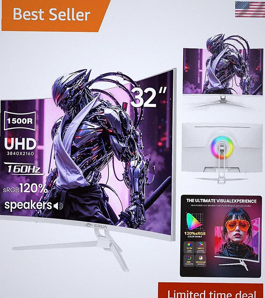 32" Curved Gaming Monitor, 144Hz/160Hz 4K UHD3840 * 2160P 1500R VA Screen, Su...