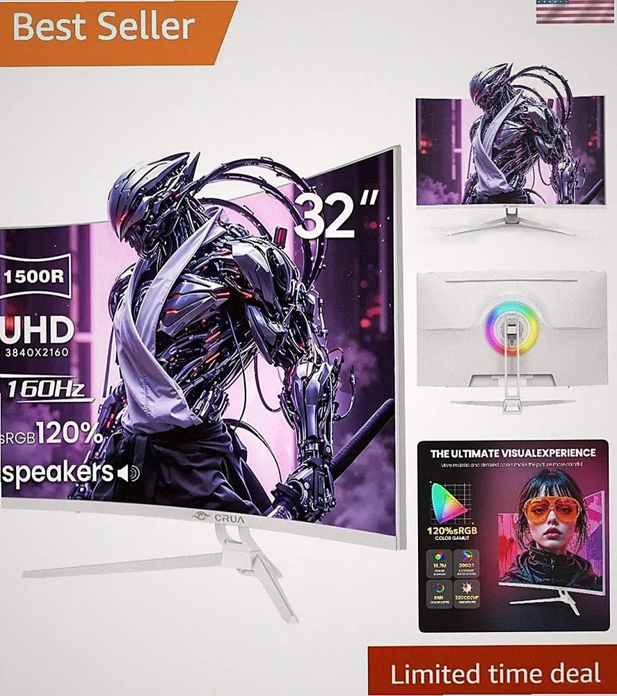 32" Curved Gaming Monitor, 144Hz/160Hz 4K UHD3840 * 2160P 1500R VA Screen, Su...