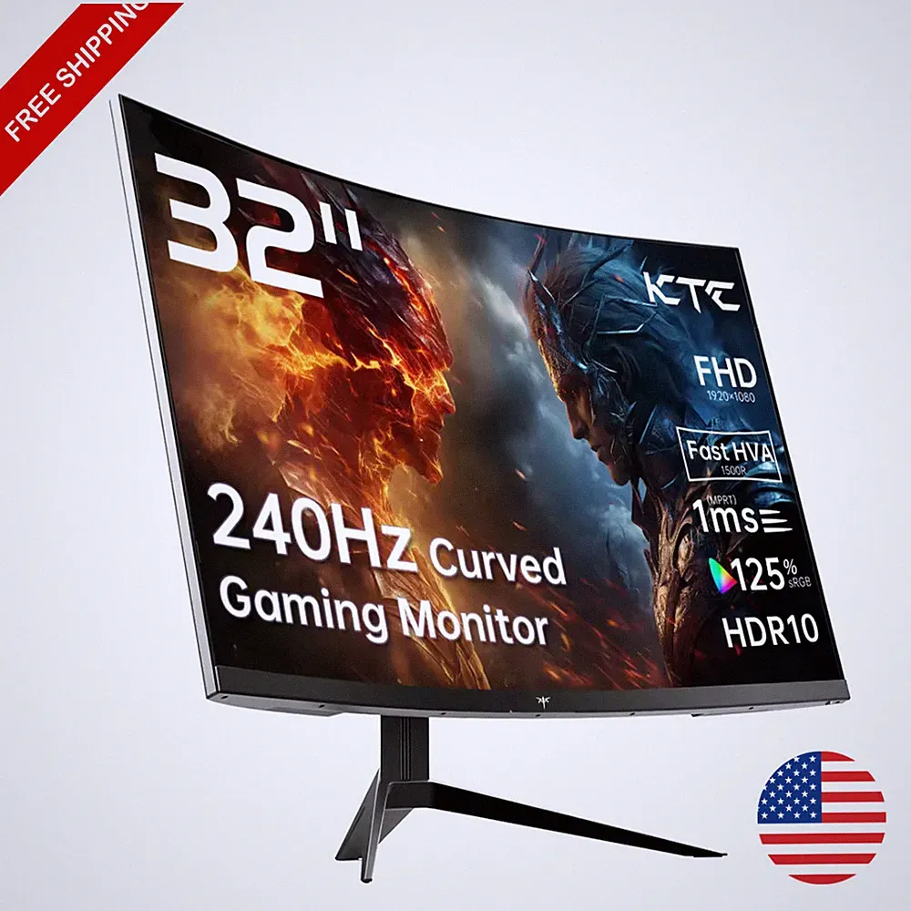32" Curved Gaming Monitor 240Hz 1080P 1ms FreeSync G-Sync HDR10 HDMI/DP