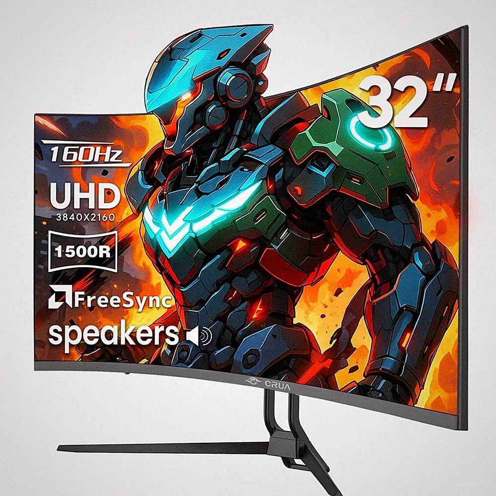 32 Curved Gaming Monitor 4K UHD 3840x2160 144Hz VA Screen CRUA CR320QC UHD3840
