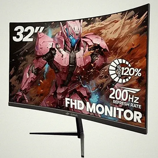32" FHD 200Hz Curved Gaming Monitor, 1800R, AMD 32" FHD 200HZ 32 Inches