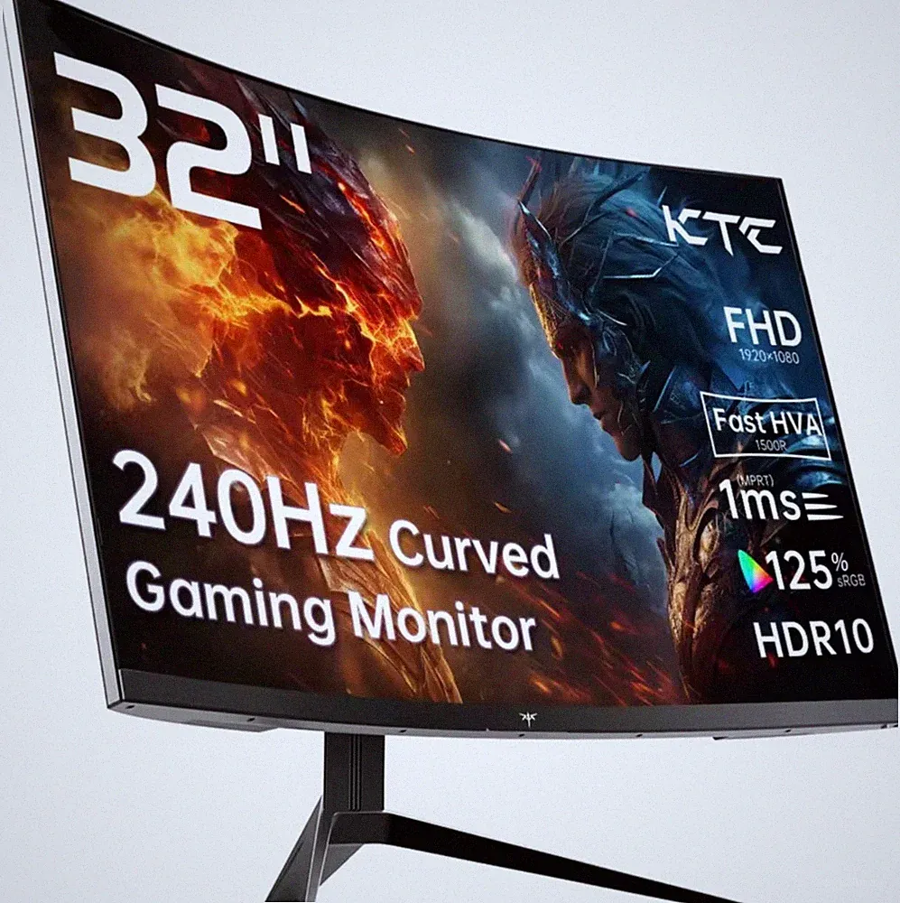 32 Inch 240Hz Curved Gaming Monitor 1500R 1080P 125% Srgb 1Ms, Freesync/G-Sync H