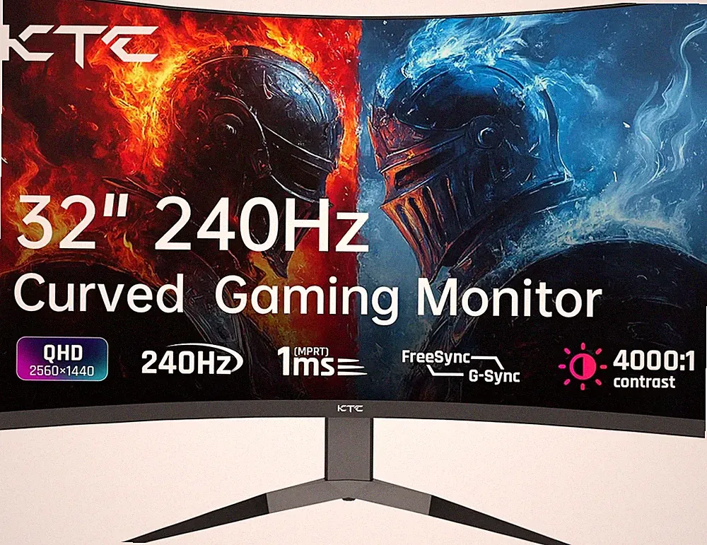 32 Inch 240Hz Curved Gaming Monitor, 2K 1440P Computer PC Monitor with 1000R 1Ms
