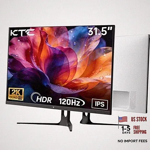 32 Inch 2K Computer Monitor, QHD 120Hz Monitor with IPS Panel | 31.5-in White