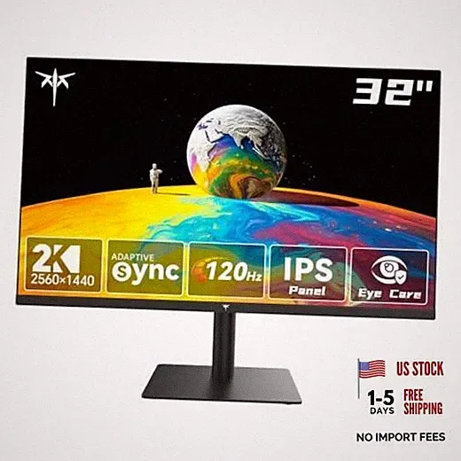 32 Inch 2K Monitor 120Hz, 1440P IPS Computer Monitor for 32" QHD 120Hz Black
