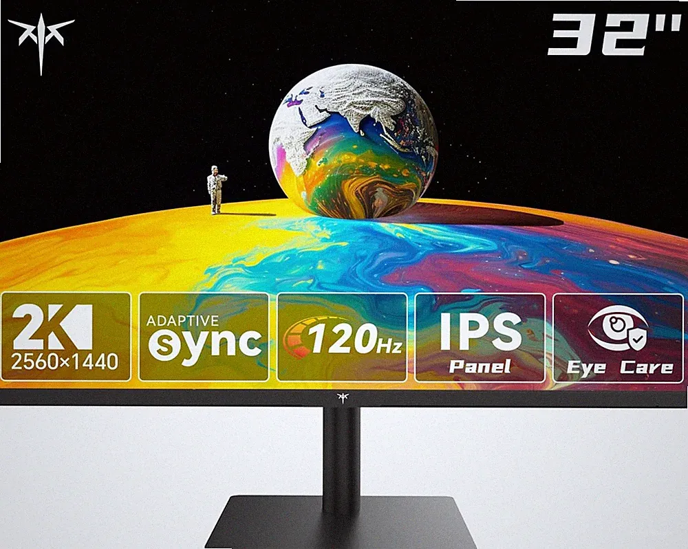 32 Inch 2K Monitor 120Hz, 1440P IPS Computer Monitor, Frameless QHD PC Monitor f