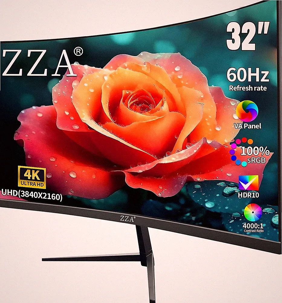 32 Inch 4K 1500R Computer Monitor UHD (3840 x 2160) 60Hz Ultra-Clear Screen