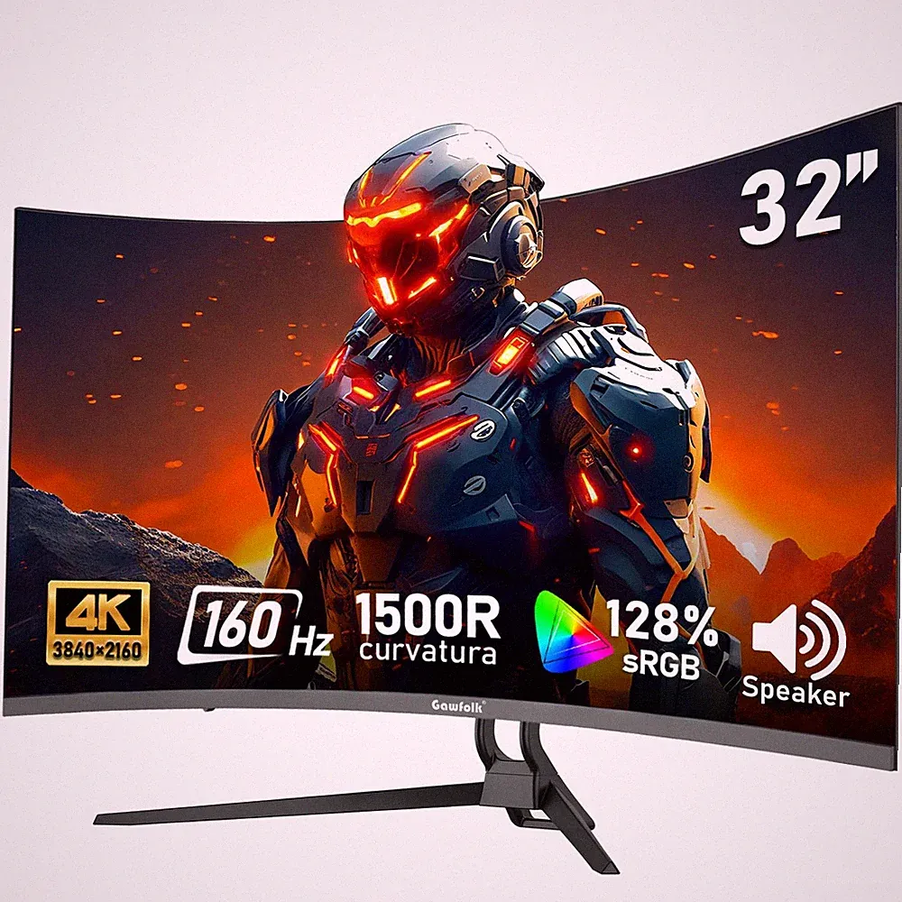 32 inch 4K Curved Gaming Monitor 160Hz 1ms HDMI DisplayPort Black Gawfolk