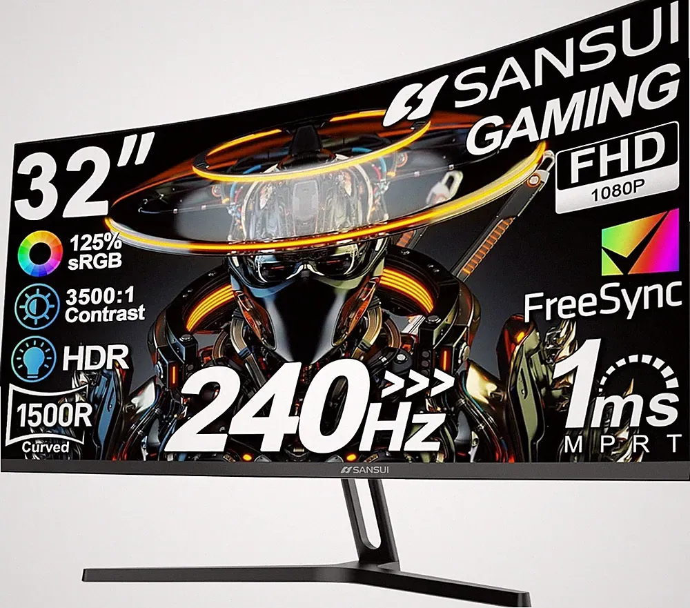 32 Inch Curved 1500R Gaming Monitor 240Hz 1080P 1ms HDR FreeSync VESA