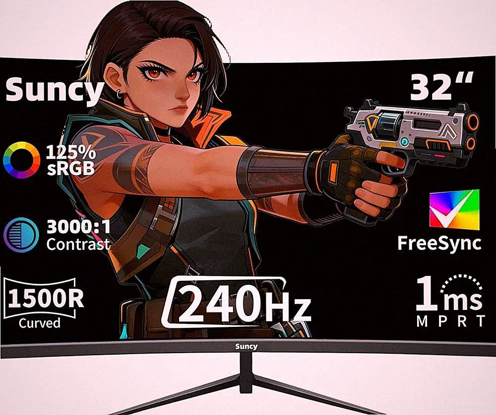 32 Inch Curved 1K 240Hz Gaming Monitor High Refresh Rate, FHD 1080P Gaming PC Mo
