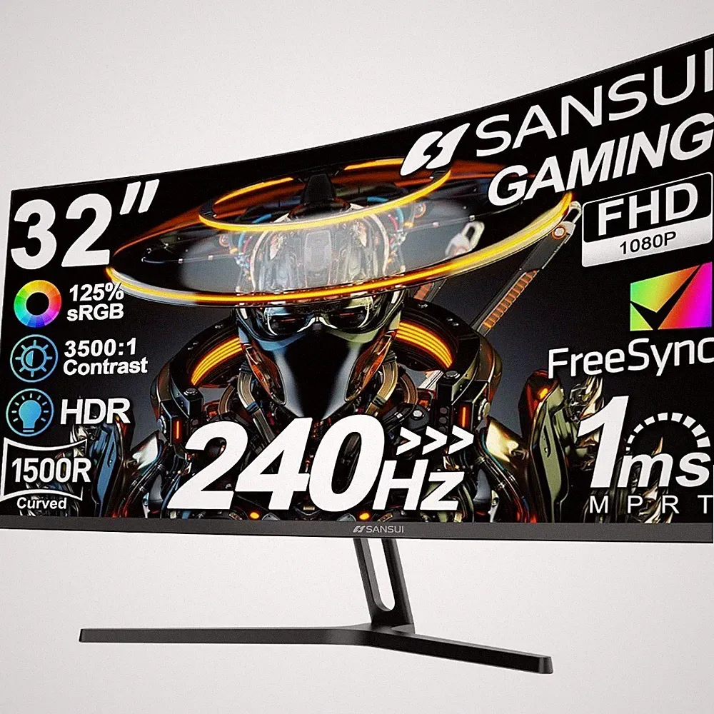 32 Inch Curved 240Hz Gaming Monitor, FHD 1080P, High Refresh Rate, 1500R, 1ms