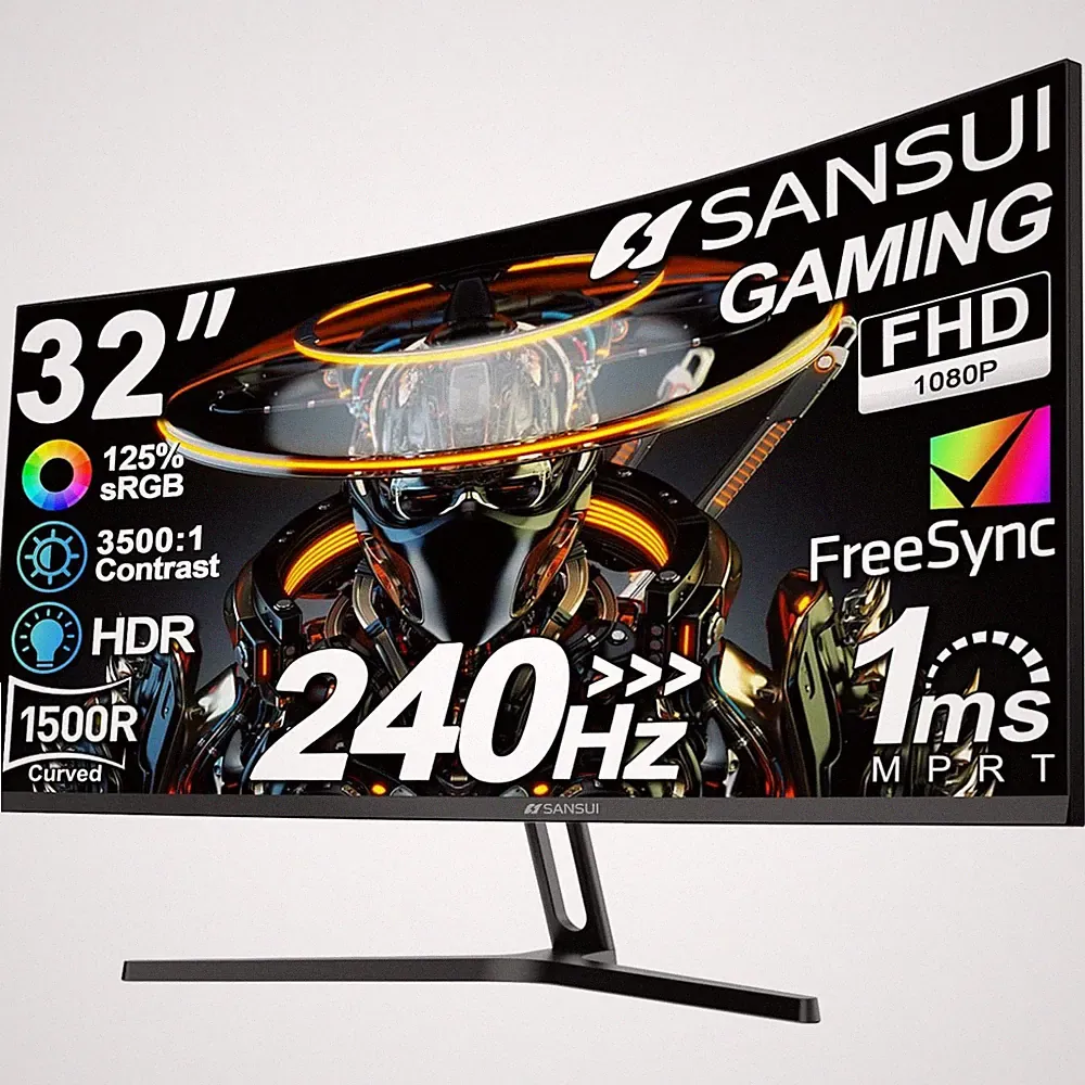 32 Inch Curved 240Hz Gaming Monitor - Full HD, Low Blue Light, Matte Finish