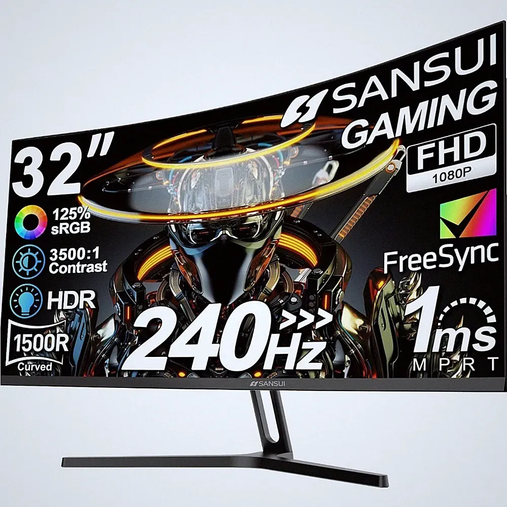 32 Inch Curved 240Hz Gaming Monitor High Refresh Rate, FHD 1080P Gaming PC
