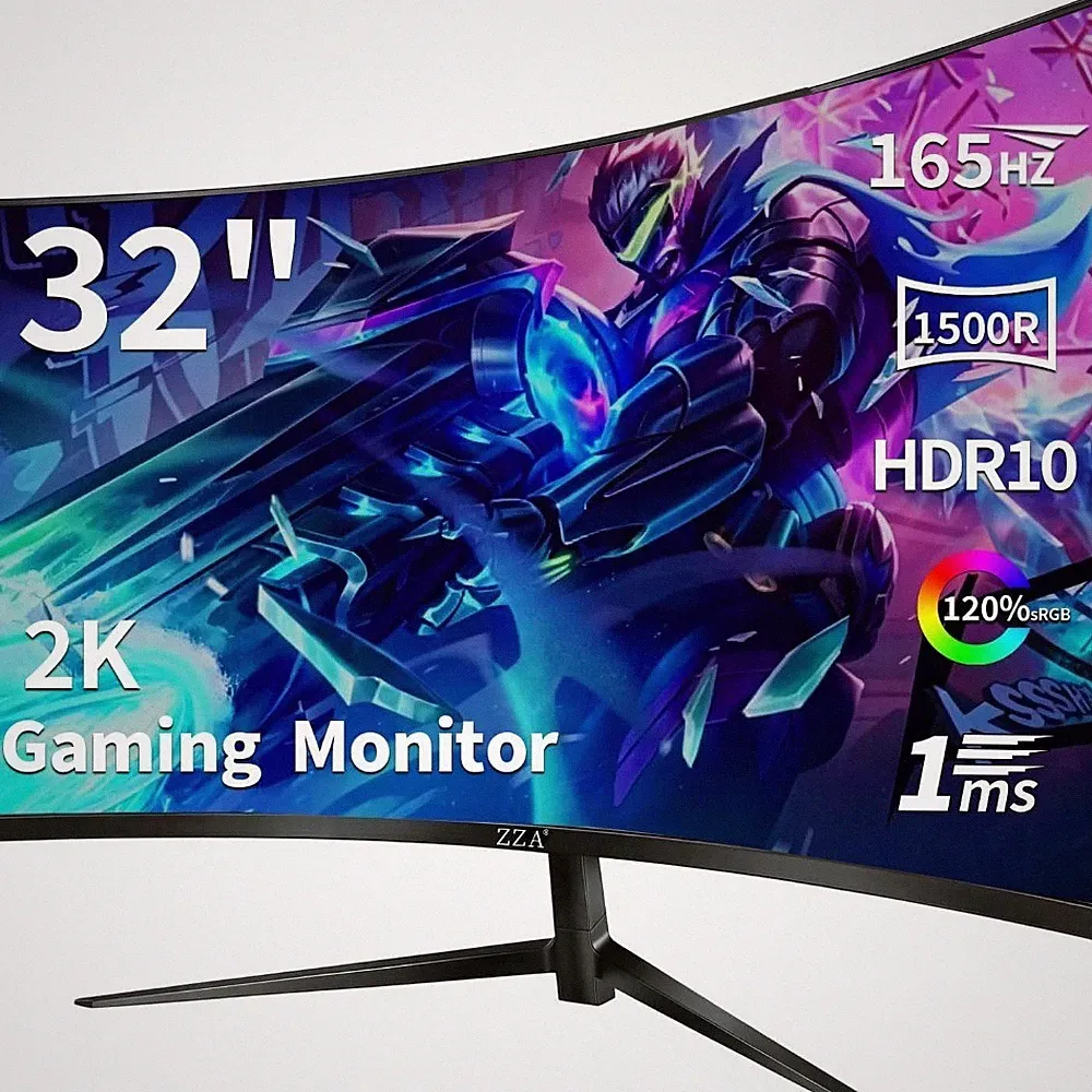 32 Inch Curved Gaming Monitor 1440p 165Hz 1ms VA 1500R FreeSync G-Sync HDR10