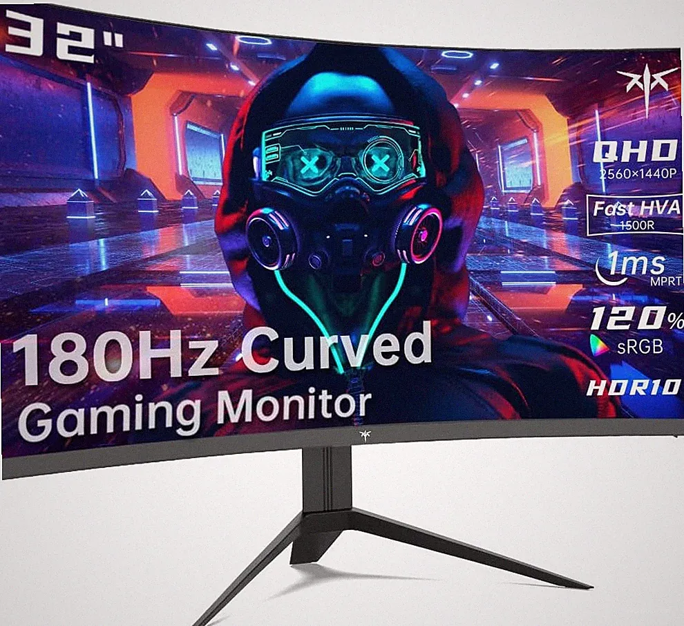 32 Inch Curved Gaming Monitor, 2K 180Hz 185Hz 1440P PC Monitor, 1500R Frameless