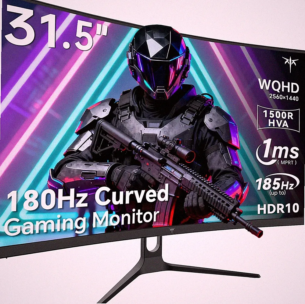 32 Inch Curved Gaming Monitor, 2K 180Hz Computer Monitor, up to 185Hz, QHD 1500R
