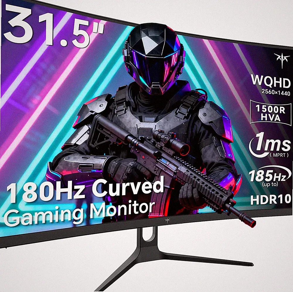 32 Inch Curved Gaming Monitor, 2K 180Hz Computer Monitor, up to 185Hz, QHD 1500R