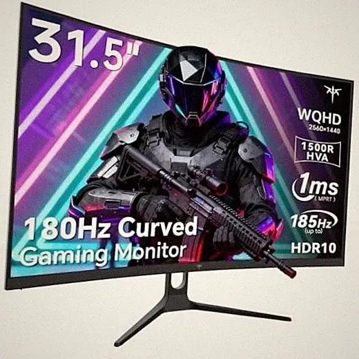 32 Inch Curved Gaming Monitor, 2K 180Hz (OC 185Hz) 1500R Monitor, 31.5" Black
