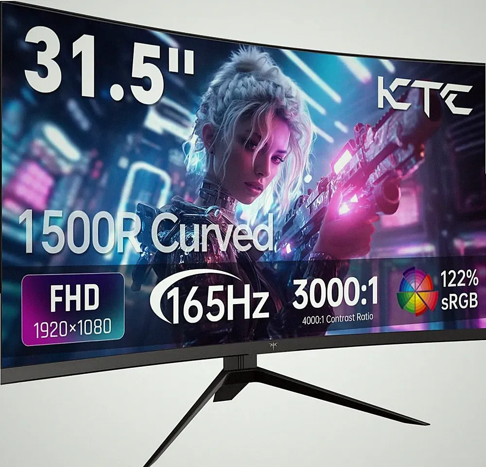 32 Inch Curved Gaming Monitor, FHD 1080P 165Hz PC Monitor, 1500R, 122% Srgb with