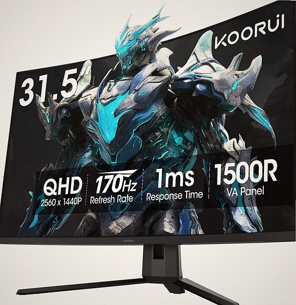 32 Inch Curved Gaming Monitor, QHD 2560 X 1440 170Hz Computer Monitor, 1Ms Respo