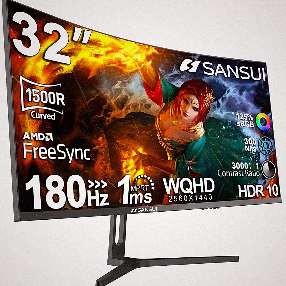 32-Inch Curved Gaming Monitor WQHD 2560 x 1440 180Hz Curved 1500R -1ms(OD), HDR
