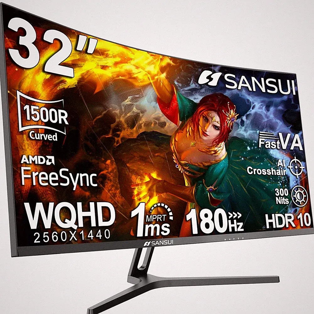32-Inch Fast 1ms Response Curved Gaming Monitor 180Hz