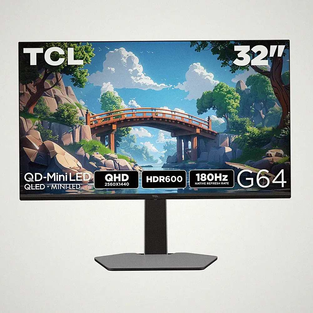 32 Inch Gaming Monitor 1440P QHD 180Hz 1ms QD Mini LED TCL 32G64 HDR600 G-SYNC