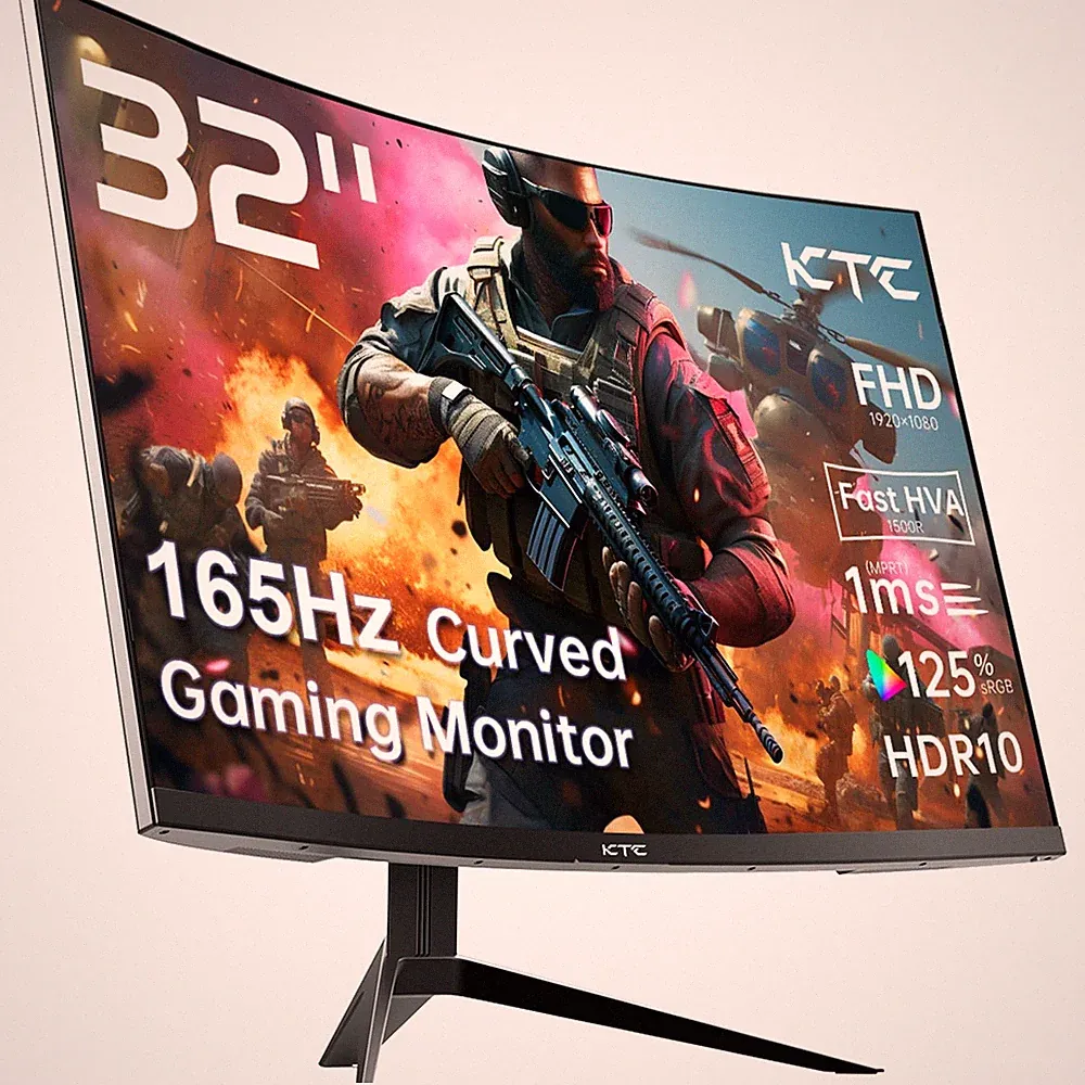 32 Inch Gaming Monitor FHD 1080p 165Hz Curved VA 1500R KTC MPRT FreeSync G-Sync