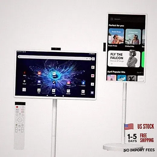 32 Inch Smart Portable TV, FHD Touch Screen Rolling Monitor on 32 Inch White
