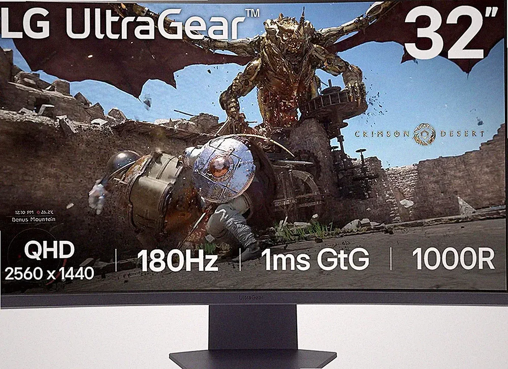 32GS60QC-B Ultragear 32-Inch Curved Gaming Monitor QHD (2560X1440) 180Hz 1Ms 100