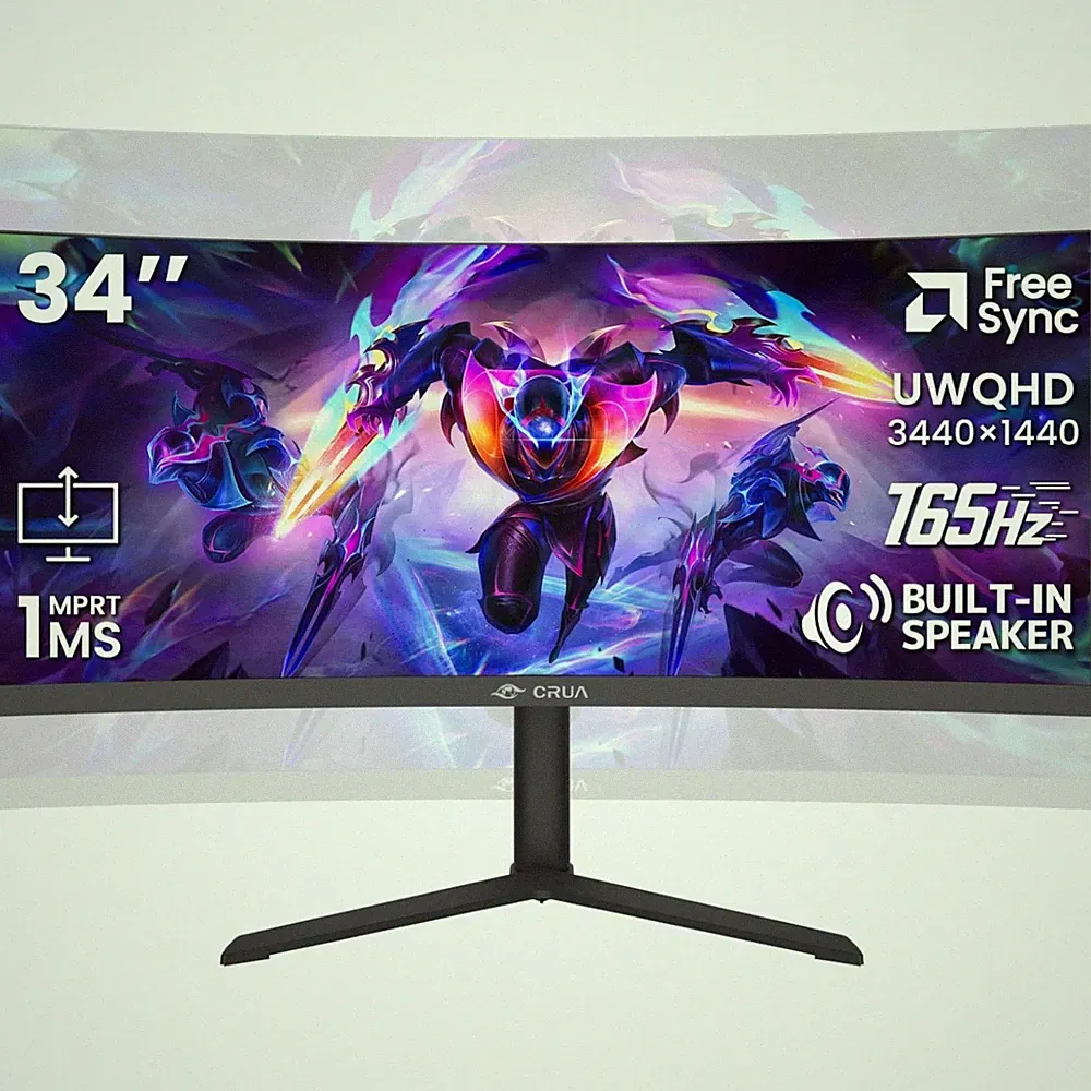 34" Curved Gaming Monitor, 165Hz 3440x1440 UltraWide