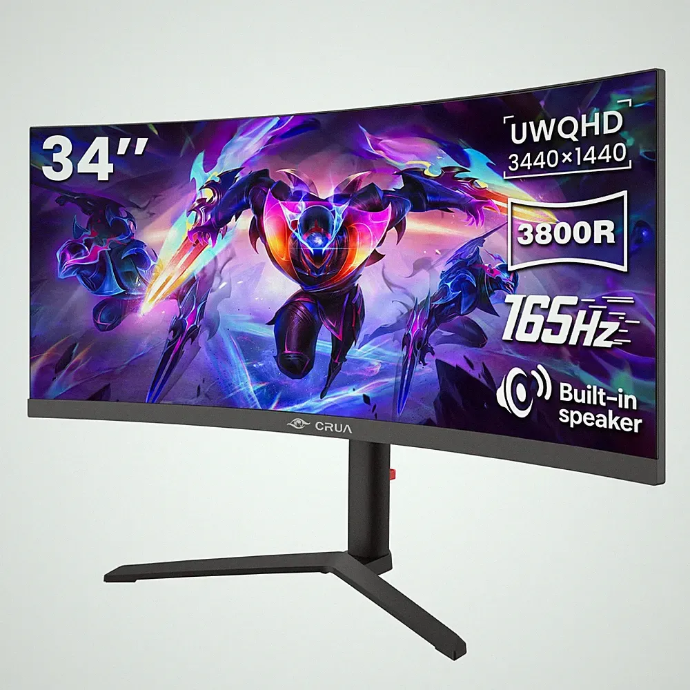 34” Curved Gaming Monitor, 165Hz WQHD 3440×1440 UltraWide VA Display, 120%sRG...