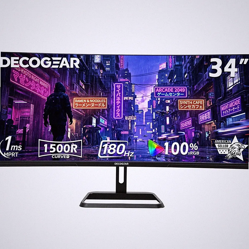 34” Curved Gaming Monitor, 180Hz 3440×1440 Ultrawide UWQHD Screen for Laptop...